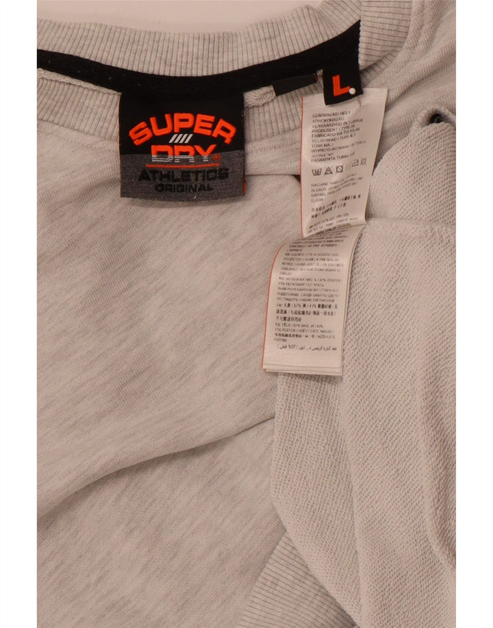 SUPERDRY Mens Graphic Sweatshirt Jumper Large Grey Cotton