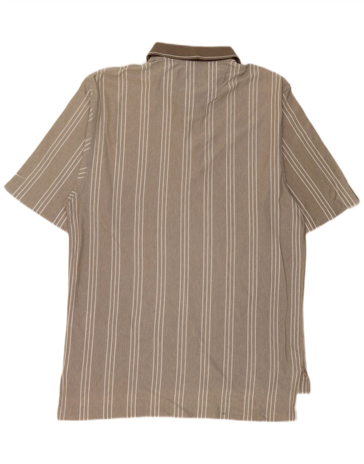 NIKE Mens Polo Shirt UK 39/41 Medium Beige Striped
