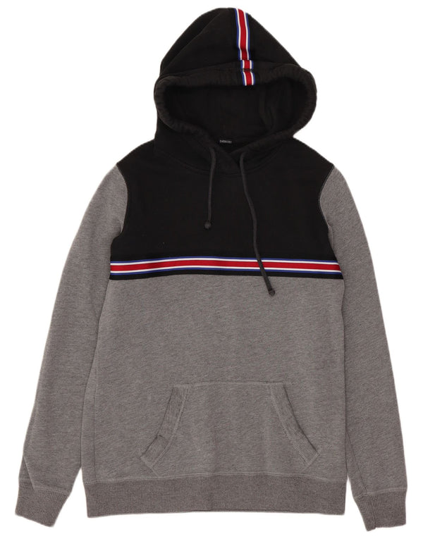 Hollister Womens Oversized Hoodie Jumper UK 6 XS Grey Colourblock Cotton