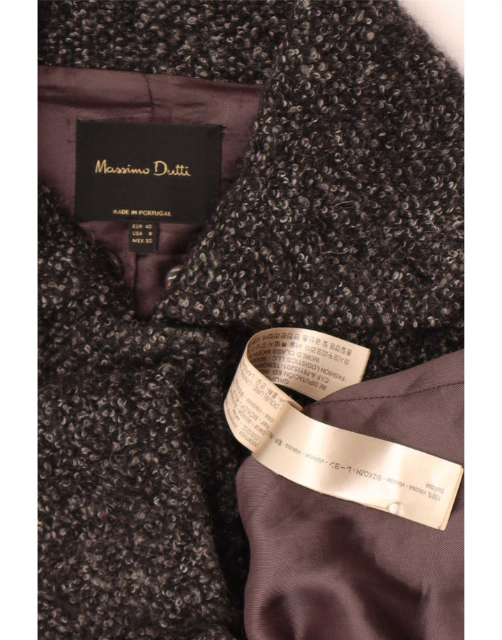 Massimo Dutti Womens Overcoat EU 40 Medium Grey Flecked Viscose
