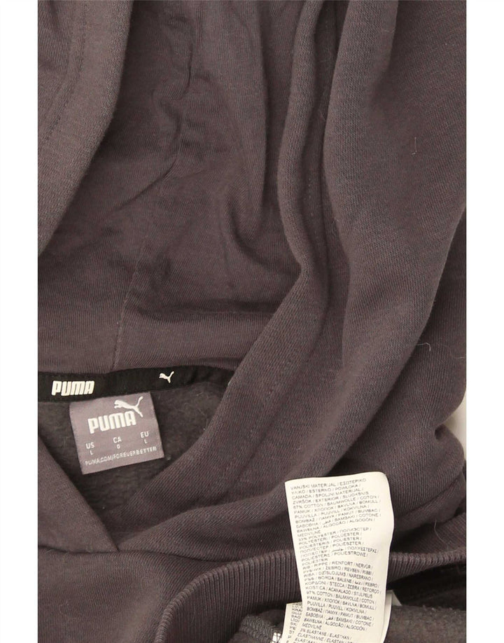 Puma Mens Hoodie Jumper Large Grey Cotton