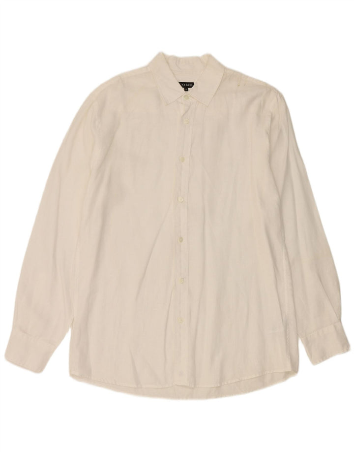 Jaeger Mens Shirt Medium White Linen