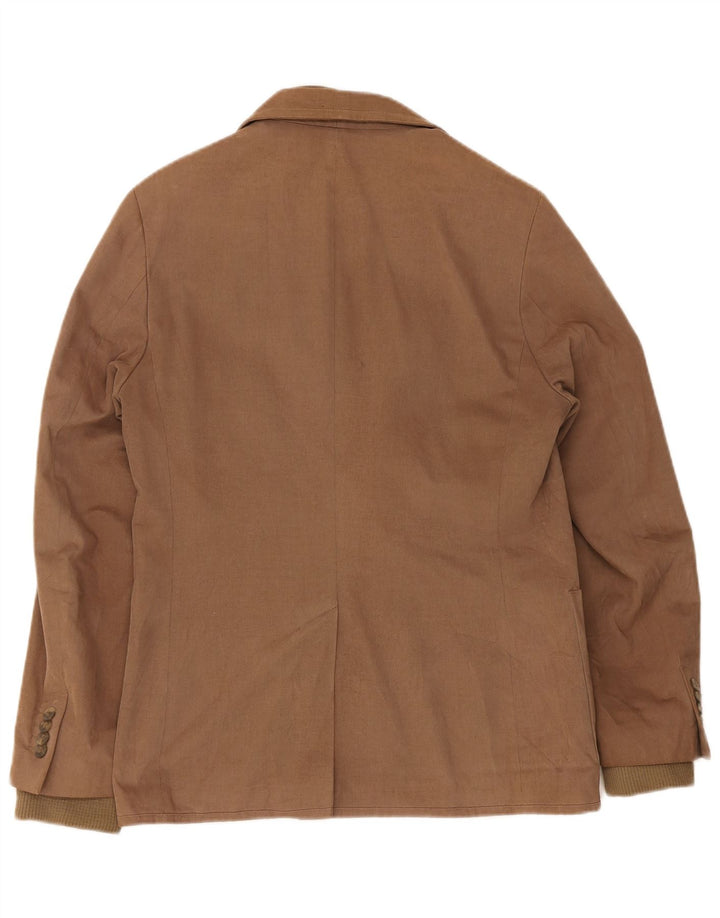 Zara Mens 2 Button Blazer Jacket EU 50 Medium Brown Cotton