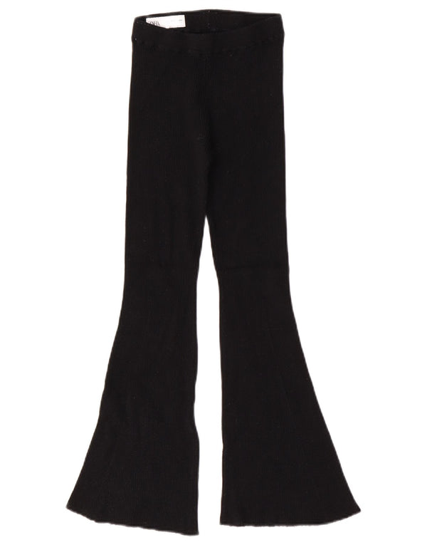 Zara Girls Flare Tracksuit Trousers 9-10 Years Black Viscose