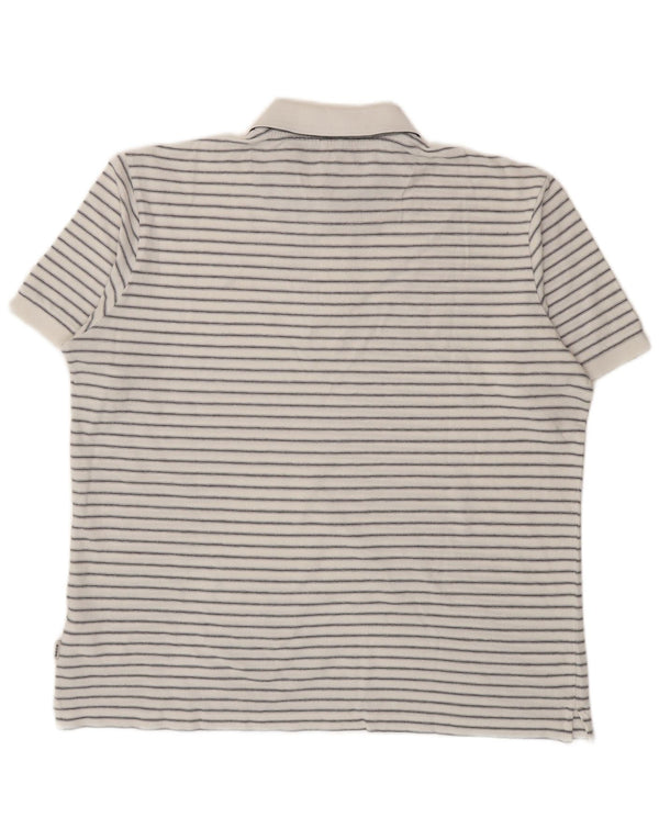 Geox Mens Respira Polo Shirt 2XL White Striped Cotton