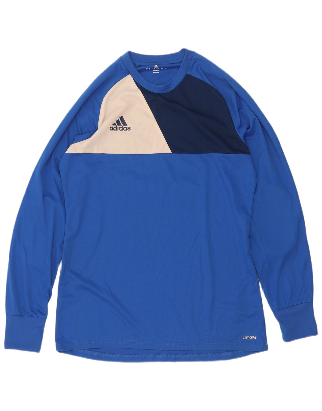 Adidas Mens Climalite Top Long Sleeve Medium Blue Colourblock Polyester