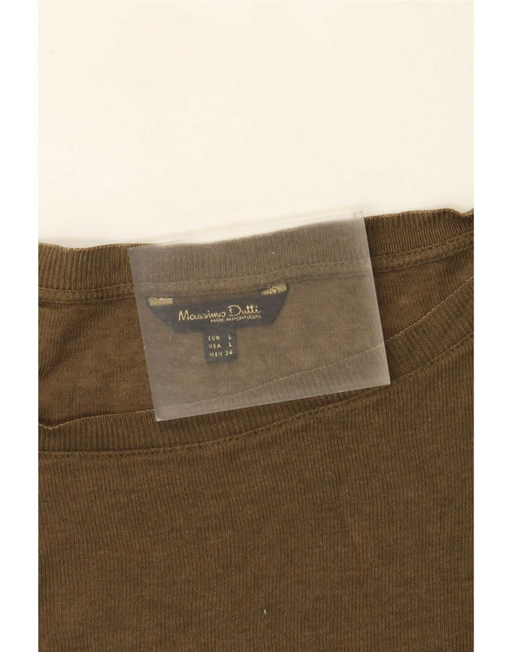 Massimo Dutti Womens Top Long Sleeve UK 16 Large Khaki