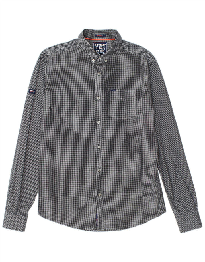 Superdry Mens Shirt Medium Navy Blue Gingham Cotton