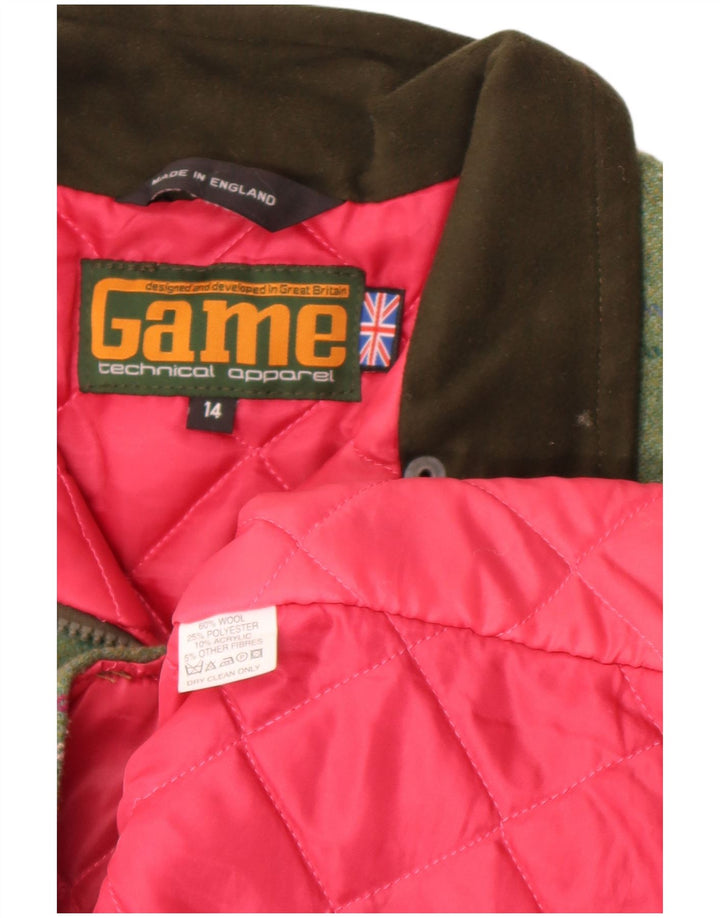 Game Technical Apparel Womens Gilet UK 14 Large Green Check Wool