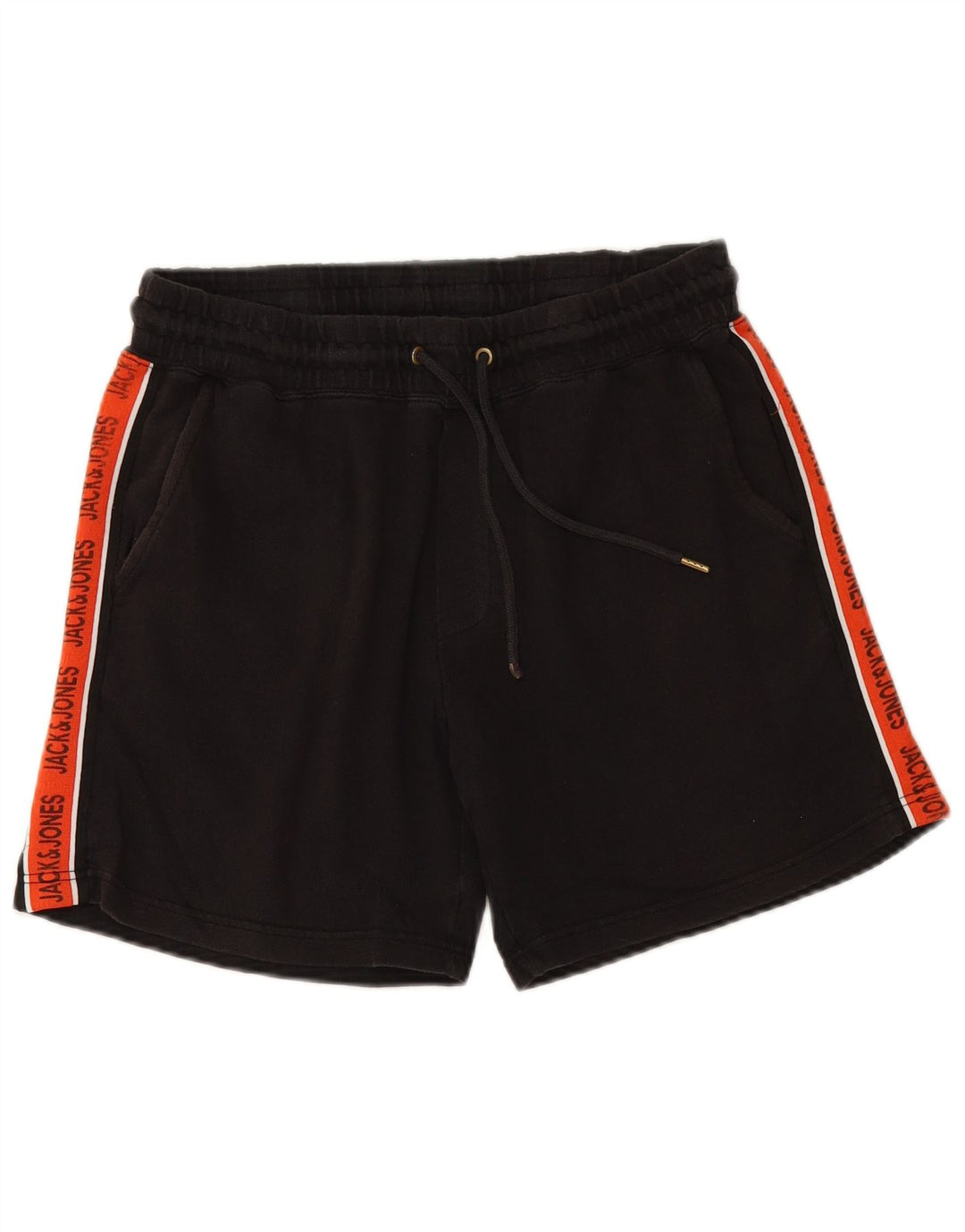 JACK & JONES Mens Graphic Sport Shorts Medium Black Colourblock Cotton