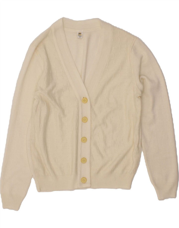 VINTAGE Womens Cardigan Sweater IT 44 Medium Off White Polyacrylic Vintage Vintage and Second-Hand Vintage from Messina Hembry 