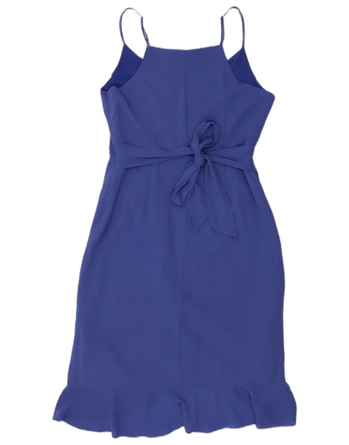 Oasis Womens Sleeveless Ruffle Front Sheath Dress UK 12 Medium Blue
