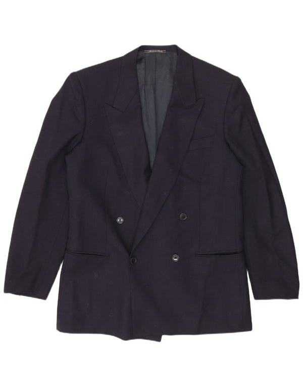 Lubiam Mens Double Breasted Blazer Jacket IT 48 Medium Navy Blue