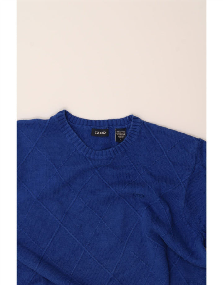 IZOD Mens Boat Neck Jumper Sweater Large Blue Cotton Vintage Izod and Second-Hand Izod from Messina Hembry 