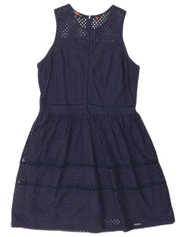 Superdry Womens Sleeveless A-Line Dress UK 14 Large Navy Blue Nylon