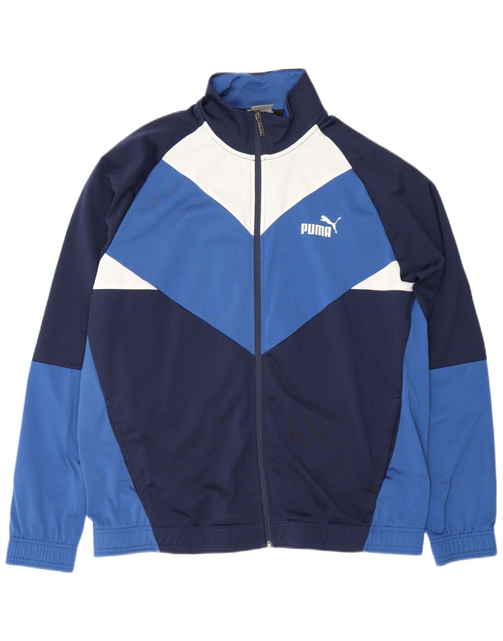 PUMA Mens Tracksuit Top Jacket XL Blue Colourblock Polyester