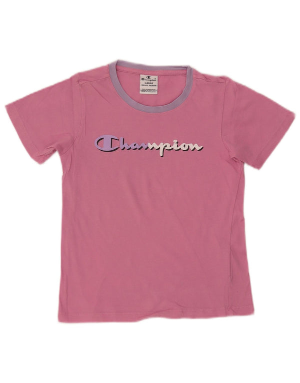 Champion Girls Graphic T-Shirt Top 11-12 Years Large Pink Cotton