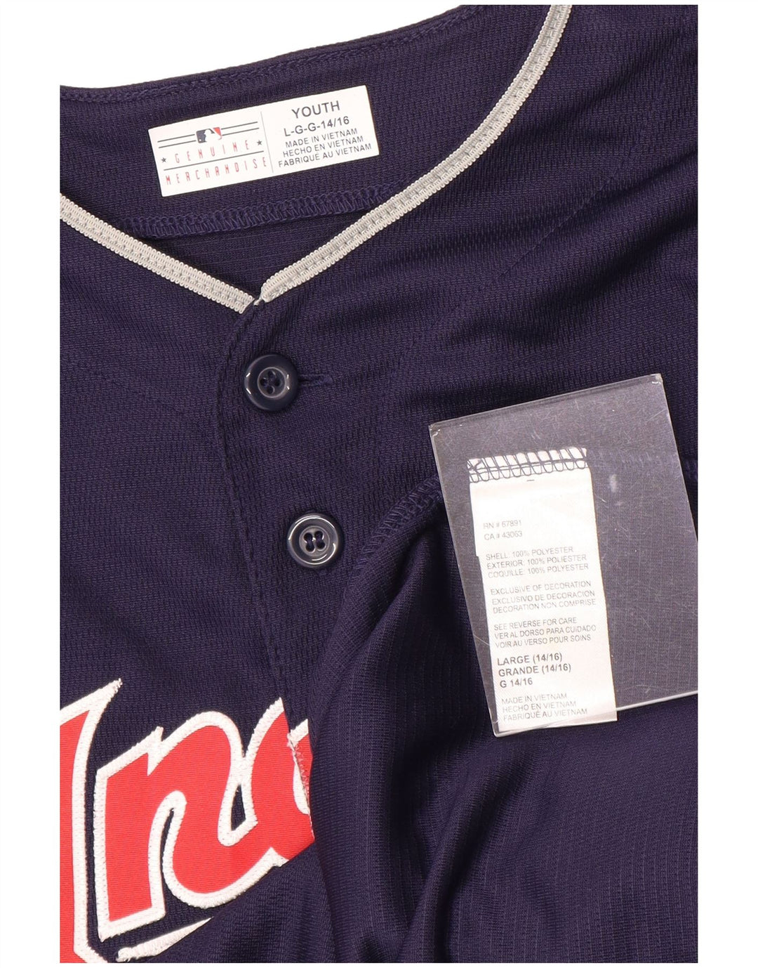 GENUINE MERCHANDISE Boys Indians Jersey Top 14-15 Years Large Navy Blue