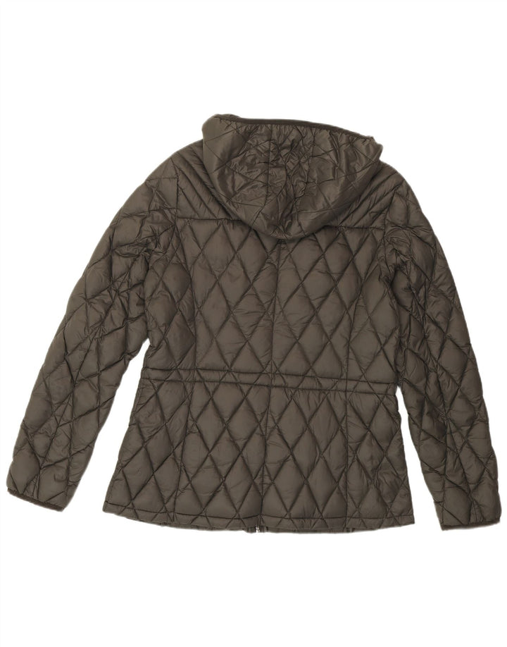 MICHAEL KORS Womens Hooded Padded Jacket UK 14 Medium Grey Nylon