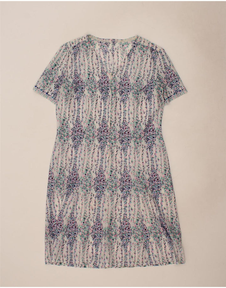 VINTAGE Womens Basic Dress UK 14 Medium Blue Floral Vintage Vintage and Second-Hand Vintage from Messina Hembry 