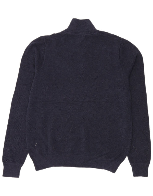 John Lewis Mens Zip Neck Jumper Sweater Large Navy Blue Cotton