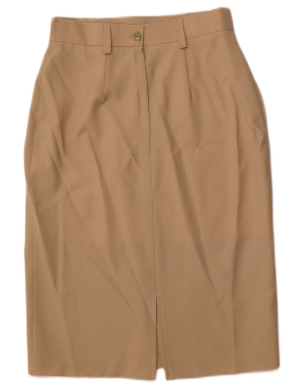 VINTAGE Womens Pencil Skirt IT 44 Medium W28 Brown Wool