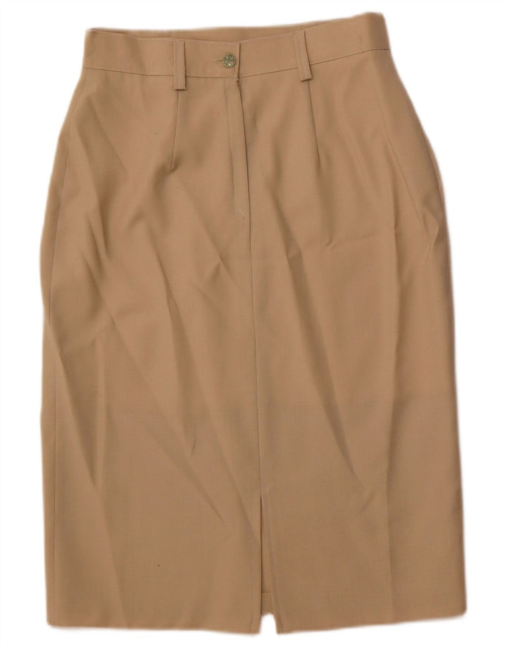 VINTAGE Womens Pencil Skirt IT 44 Medium W28 Brown Wool