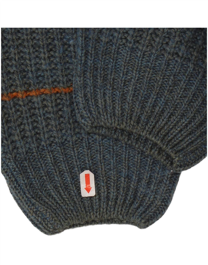 Vintage Mens Crew Neck Jumper Sweater IT 50 Medium Blue Striped