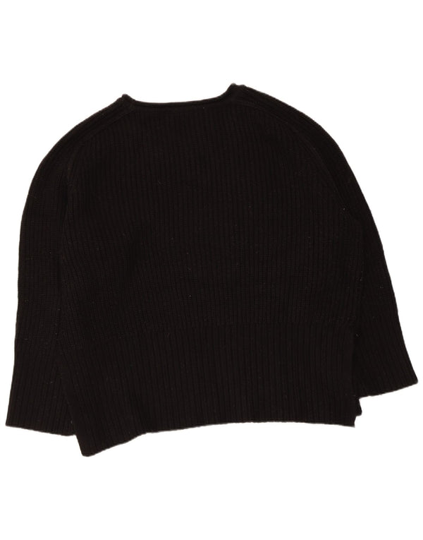Zara Womens Oversized Boat Neck Jumper Sweater UK 16 Large Black Acrylic