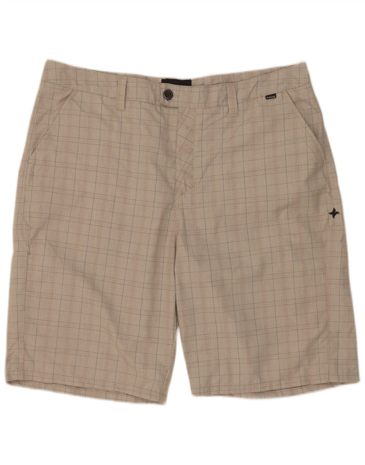 Hurley Mens Cargo Shorts W38 XL Grey Check Polyester