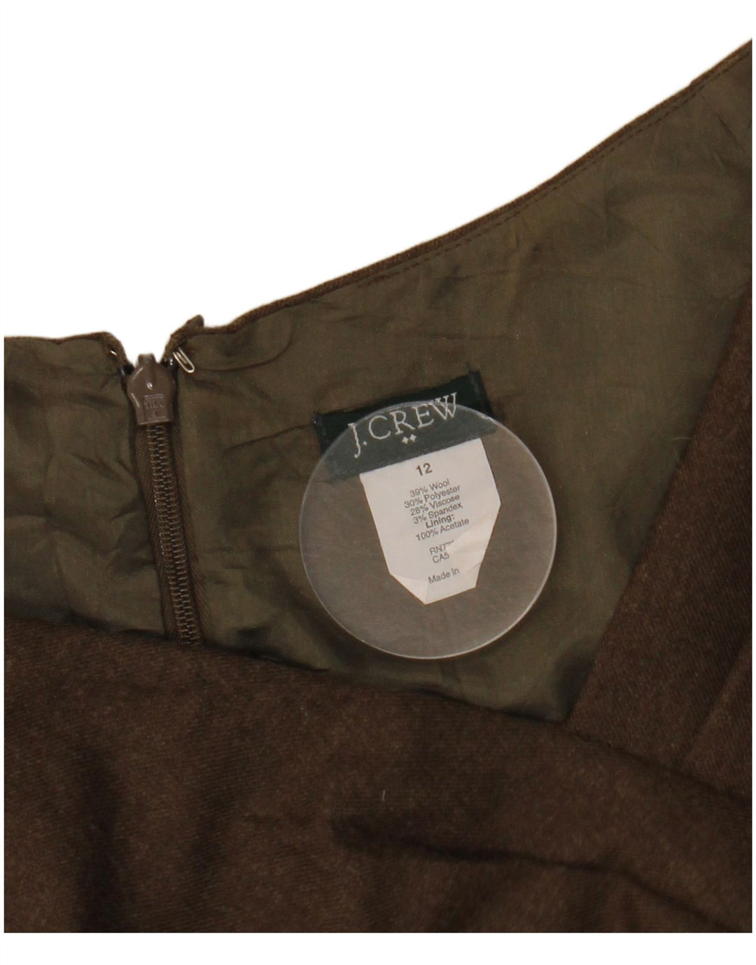 J. CREW Womens Sheath Dress US 12 Large Brown Wool