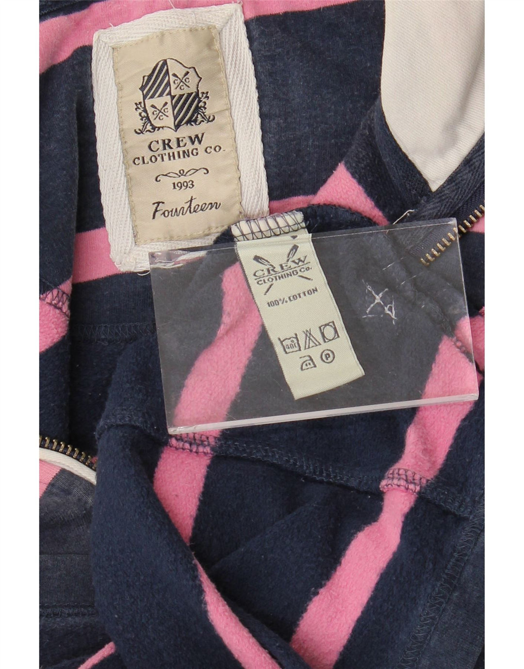 CREW CLOTHING Womens Sweatshirt Jumper UK 14 Large Navy Blue Striped