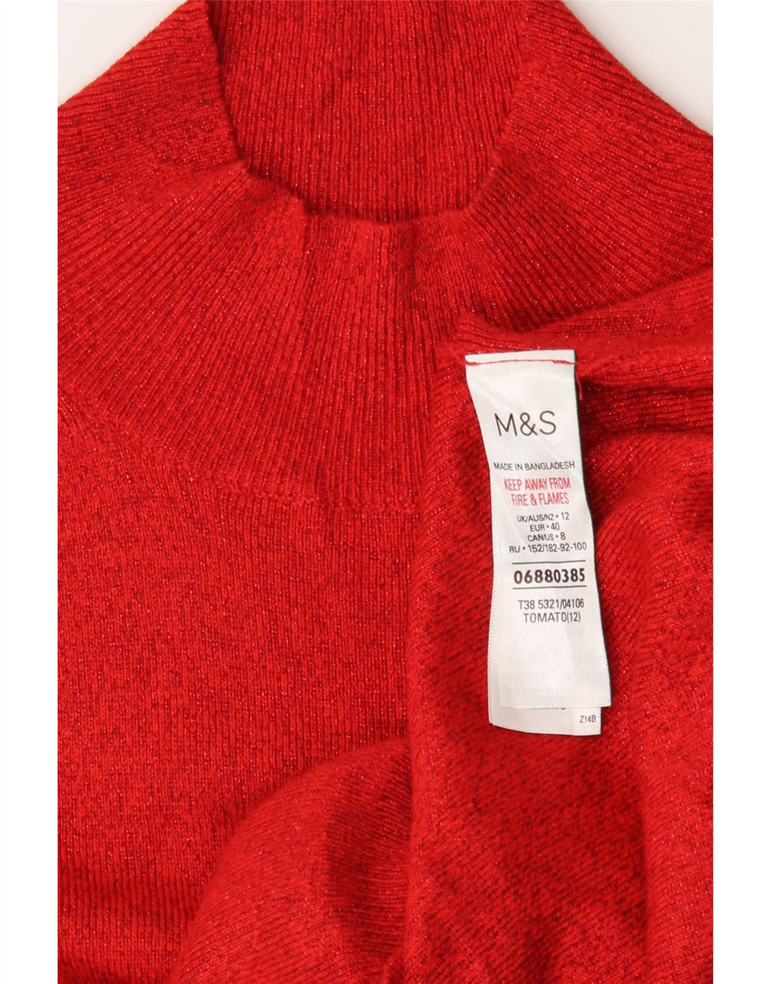 Marks & Spencer Womens Turtle Neck Jumper Sweater UK 12 Medium Red Viscose