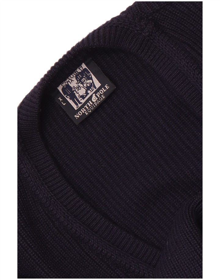 North Pole Mens Cardigan Sweater XL Navy Blue
