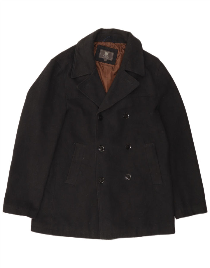Marks & Spencer Mens Pea Coat UK 40 Large Black Polyester