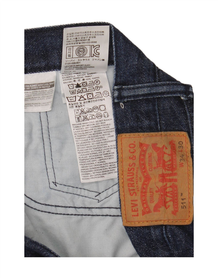 Levi's Mens 511 Slim Jeans W34 L30 Navy Blue Cotton