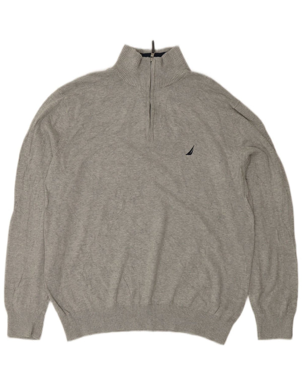 NAUTICA Mens Zip Neck Jumper Sweater Large Grey