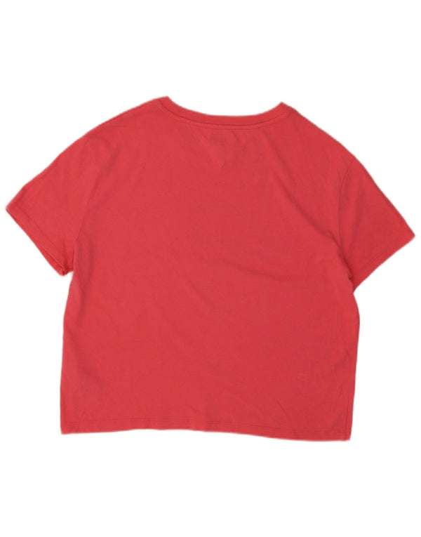 Tommy Hilfiger Womens Graphic T-Shirt Top UK 16 Large Pink Cotton