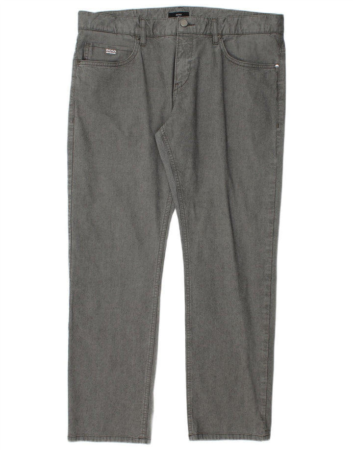 Hugo Boss Mens Straight Jeans W36 L29 Grey Cotton