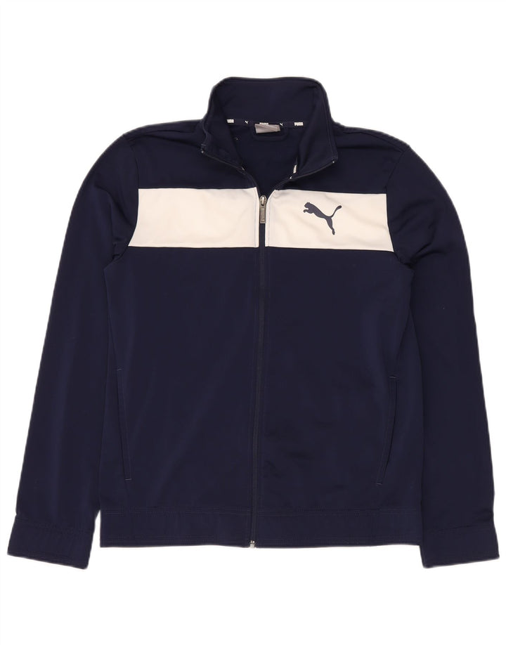 PUMA Mens Tracksuit Top Jacket Small Navy Blue Colourblock Polyester
