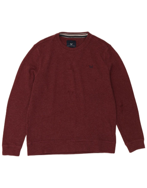 CREW CLOTHING Mens Crew Neck Jumper Sweater Large Burgundy Cotton