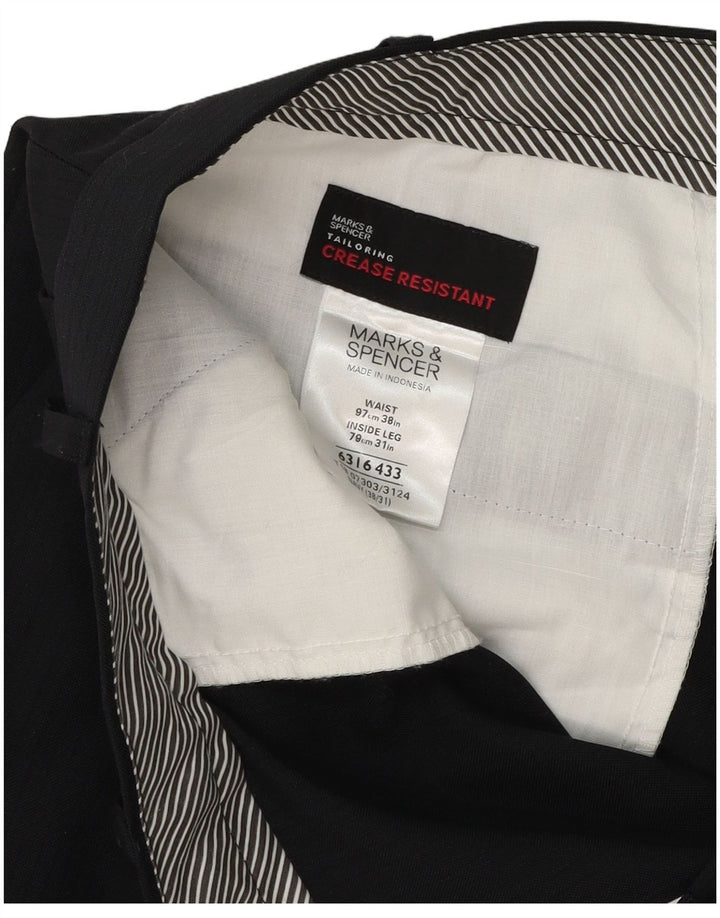Marks & Spencer Mens Straight Suit Trousers  W38 L31 Navy Blue Polyester