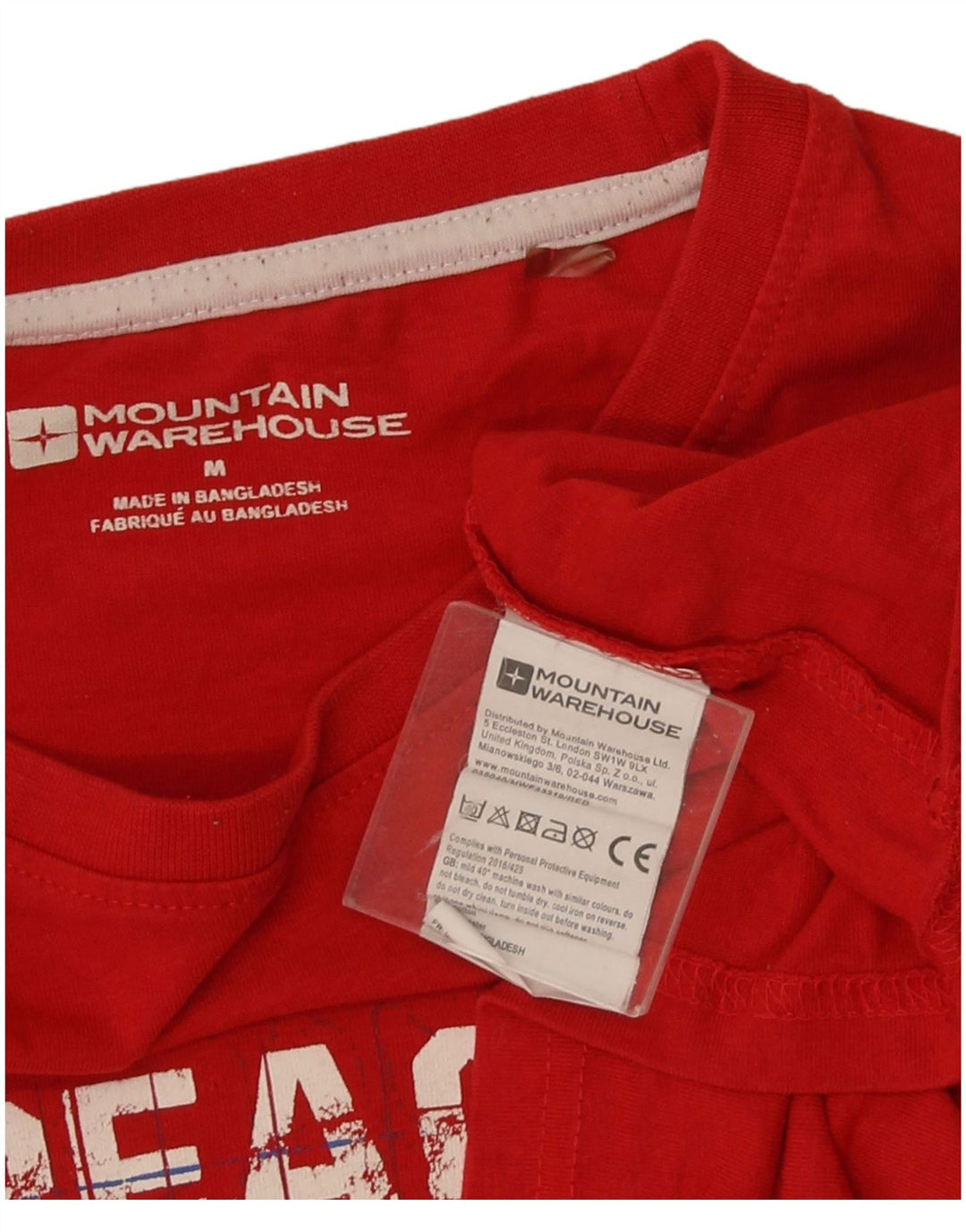 Mountain Warehouse Mens Graphic T-Shirt Top Medium Red Cotton