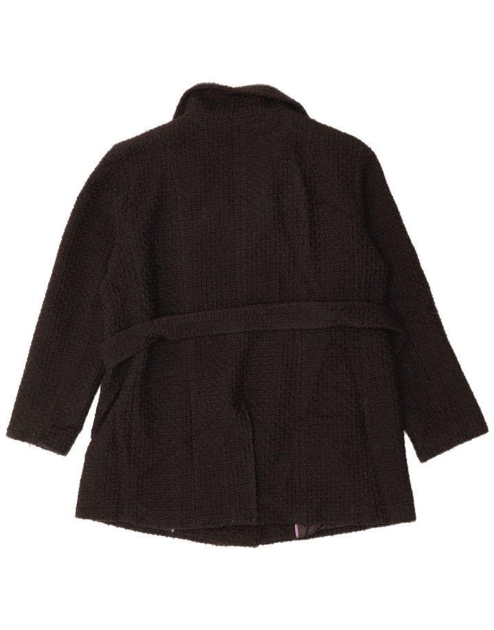 CALVIN KLEIN Womens Double Breasted Coat UK 18 XL Black Wool