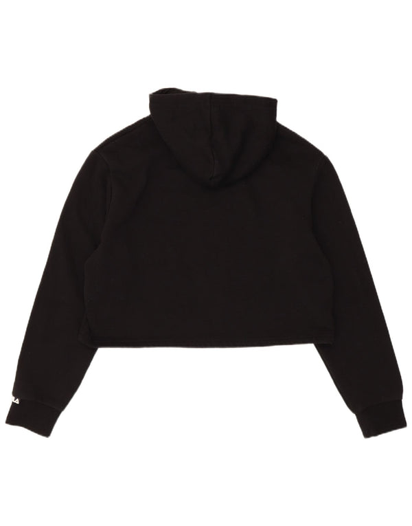 Fila Womens Crop Hoodie Jumper UK 12 Medium Black Cotton