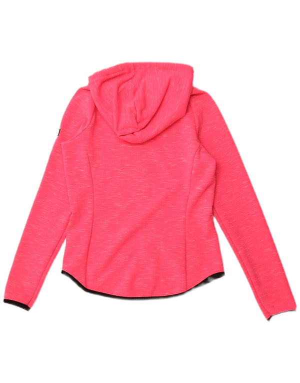 SUPERDRY Womens Graphic Zip Hoodie Sweater UK 10 Small Pink Flecked