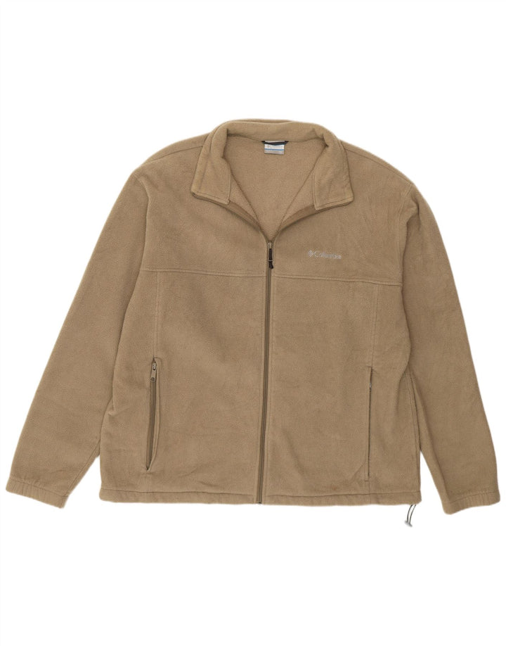 Columbia Mens Fleece Jacket UK 44 2XL Beige Polyester