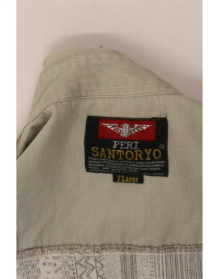 Santoryo Mens Short Sleeve Shirt XL Green Geometric