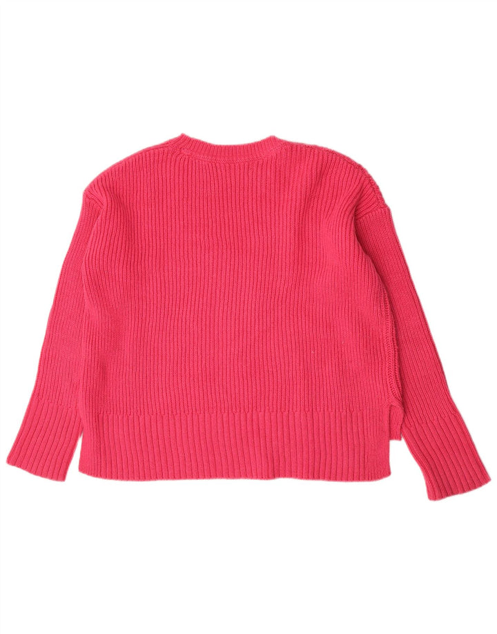 Marks & Spencer Womens Boat Neck Jumper Sweater UK 12 Medium Pink Cotton