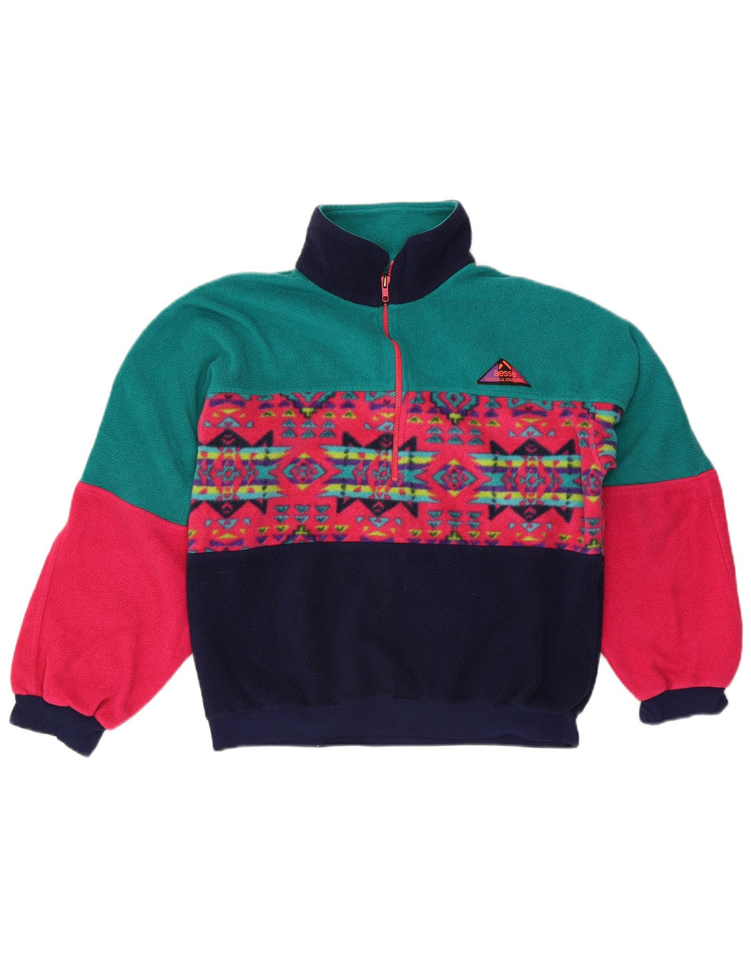 Aesse Mens Polartec Zip Neck Fleece Jumper Medium Multicoloured Geometric